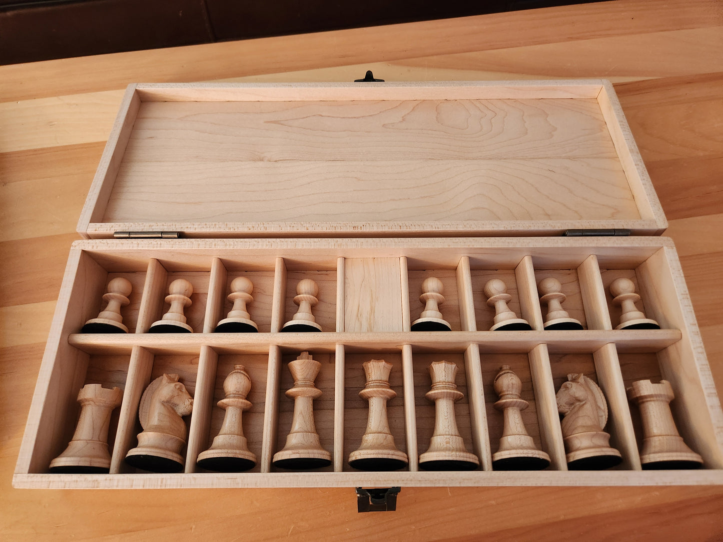 Premium Weighted Hardwood Chess Pieces - Solid Cherry and Maple