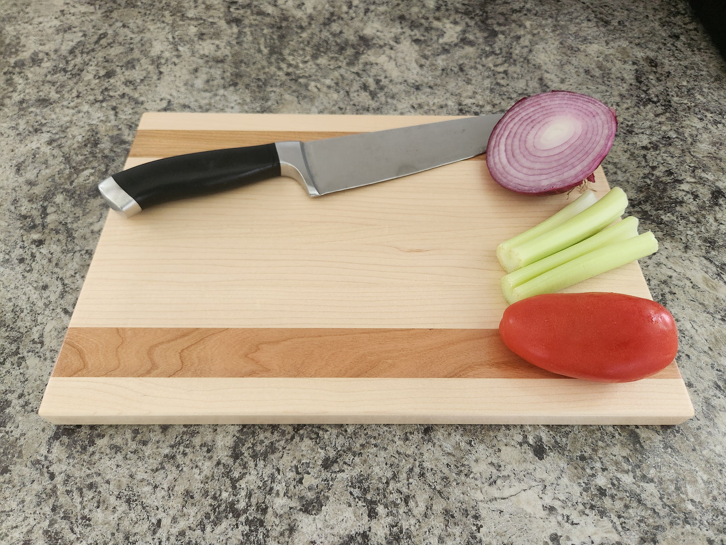 Hardwood Cutting Board - Maple with Cherry Stripes