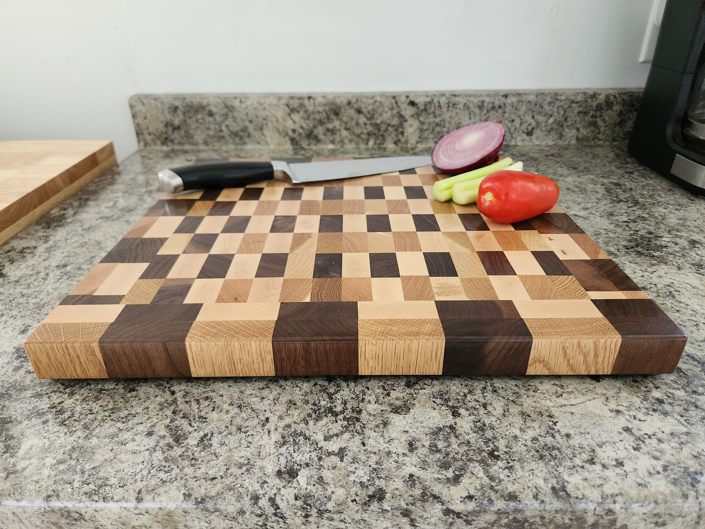 End Grain Butcher Block - Walnut, Maple, Oak and Cherry - 15 3/8" x 14 5/8"