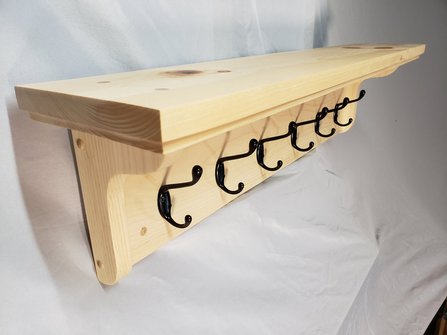 Entryway Coat Rack - 6 Double Hook - Natural Pine - Hand Made