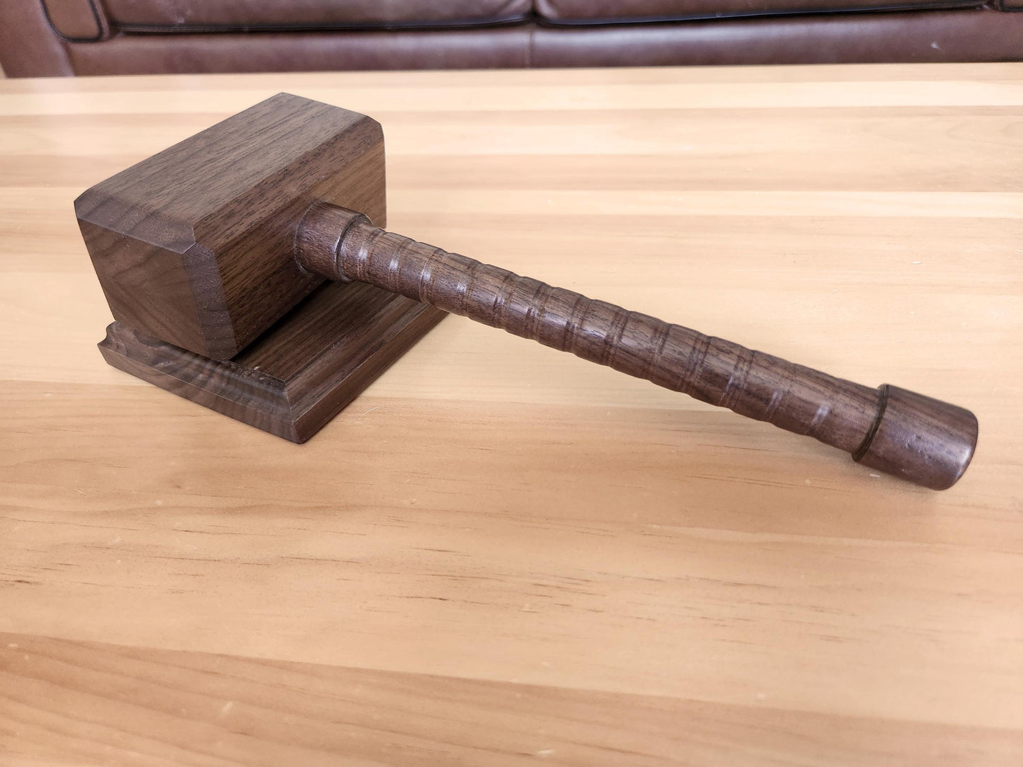 Hardwood Gavel with Gripped Handle and Sounding Block - Solid Walnut - Hand Made