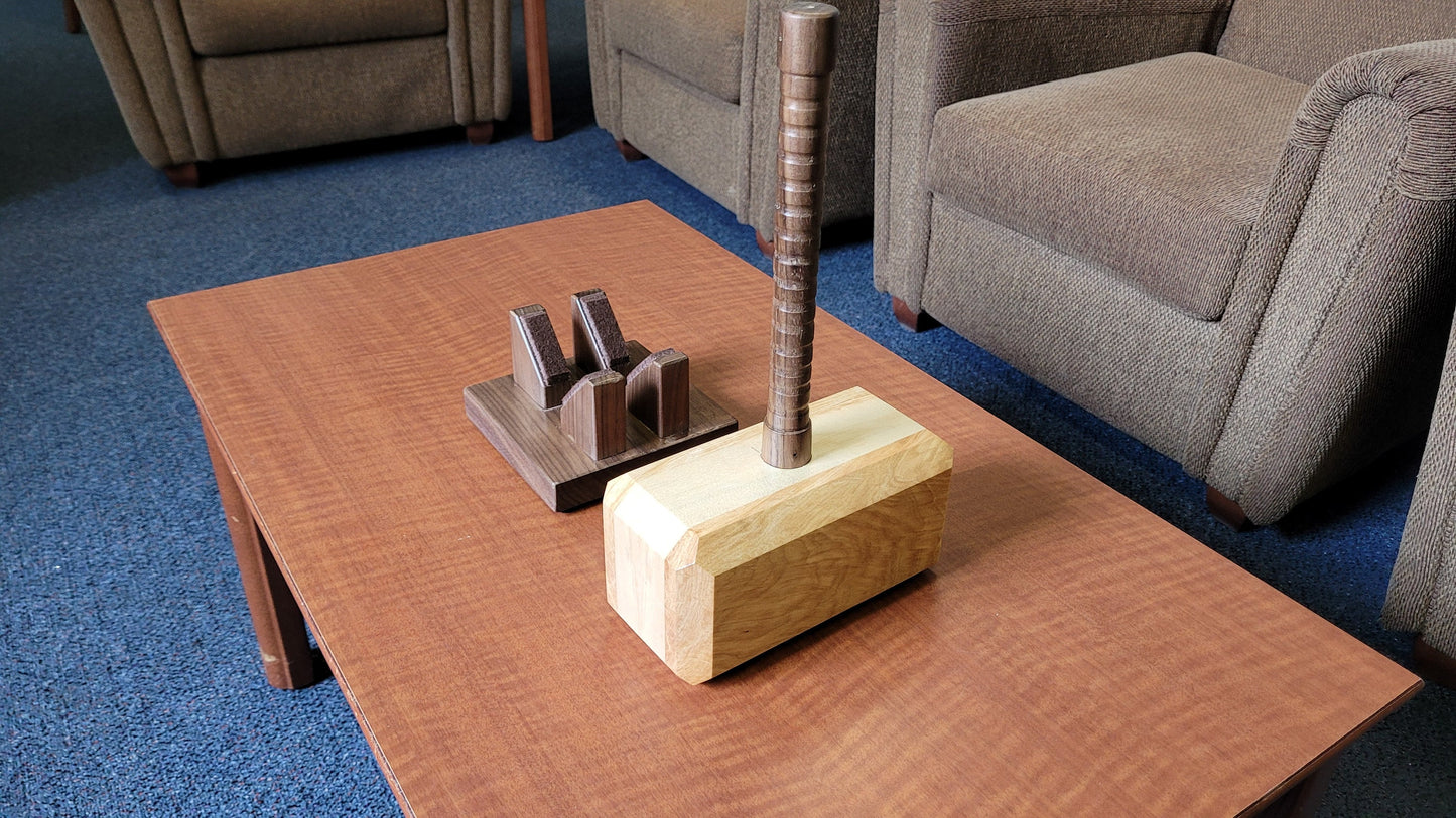 Mjolnir - Thor's Hammer with Display Stand - Solid Hardwood - Hand Made