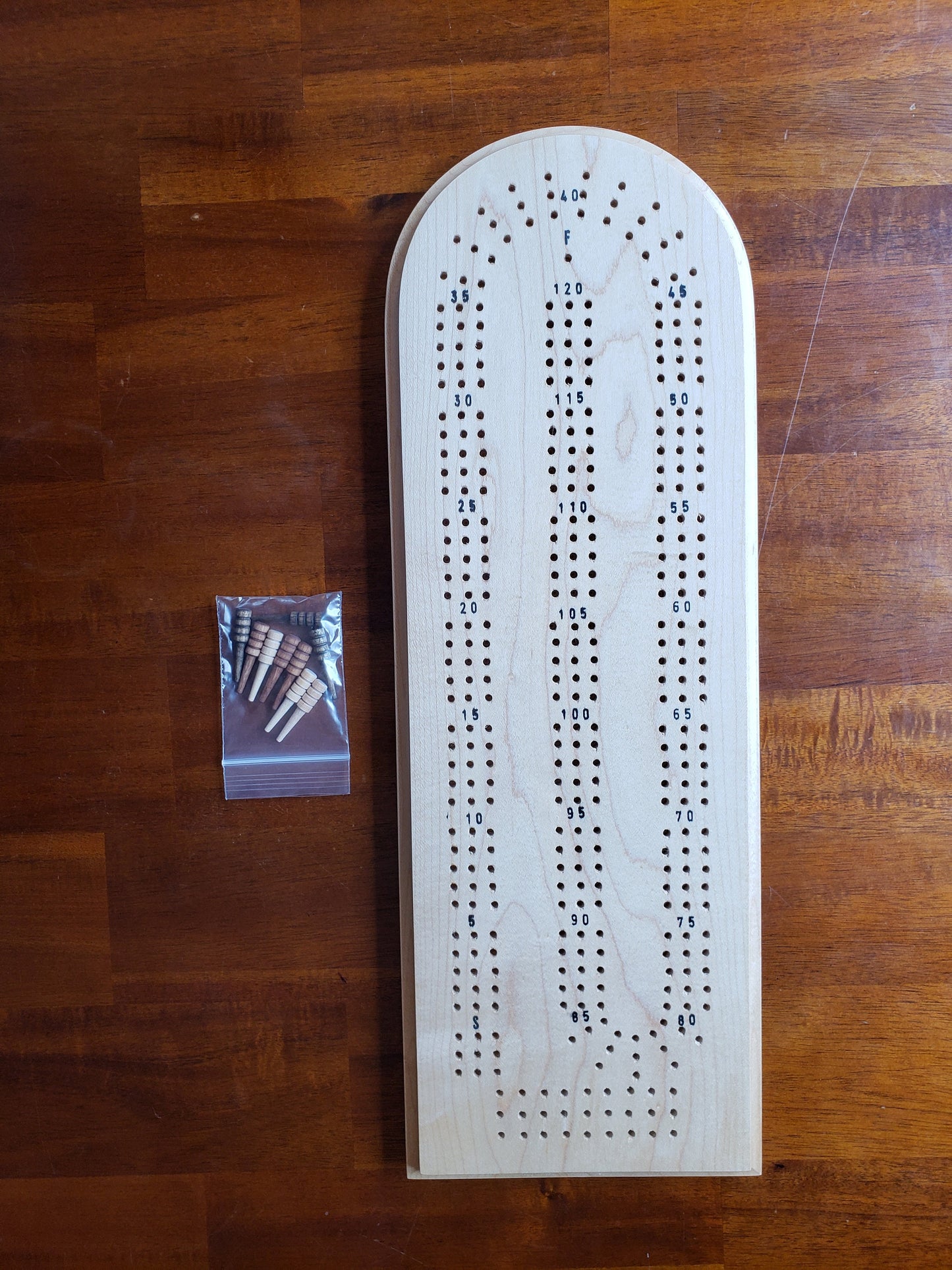 Cribbage Board - 3 Track - Solid Maple - Hand Made