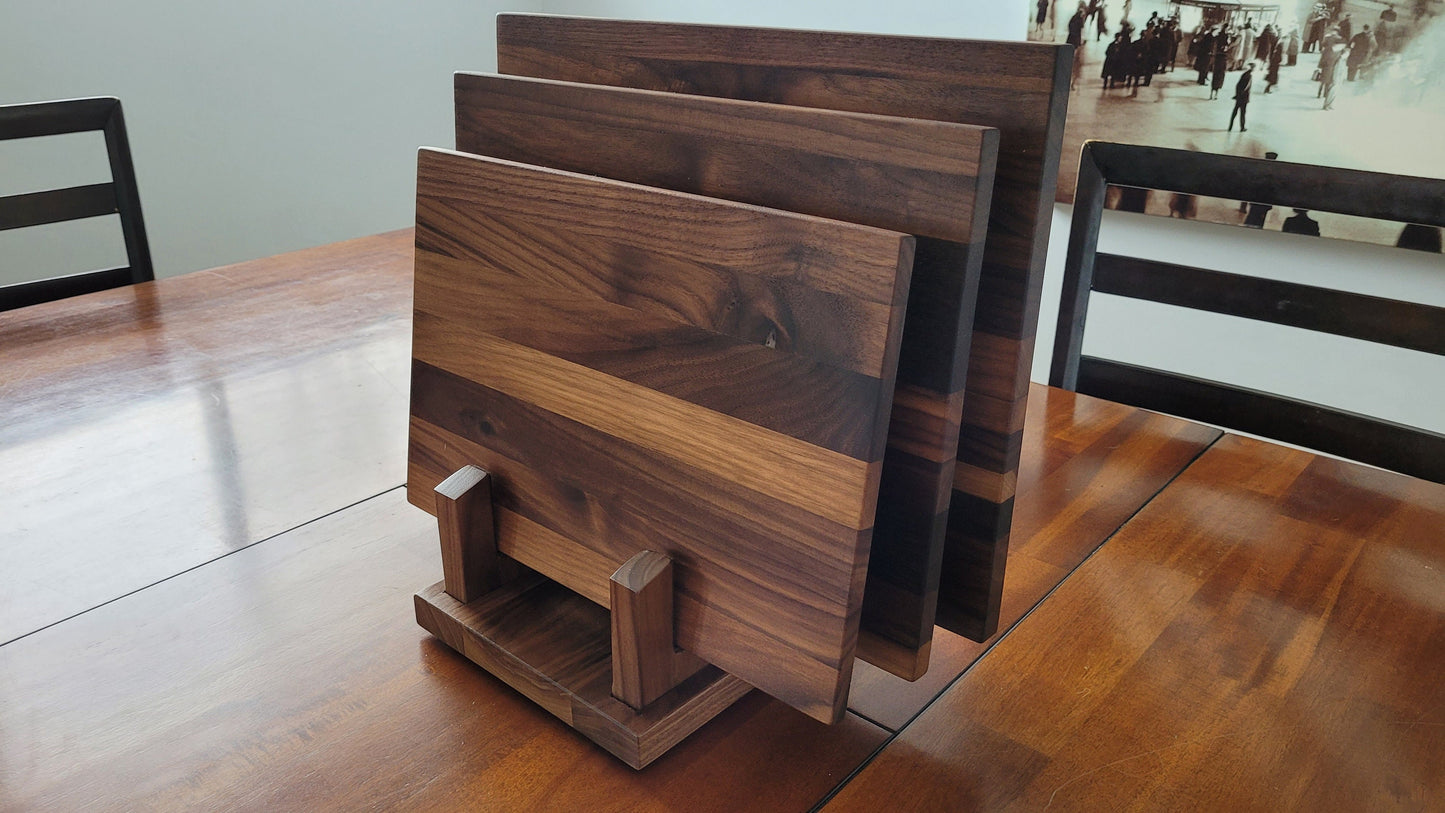 Walnut Cutting Board Set with Stand
