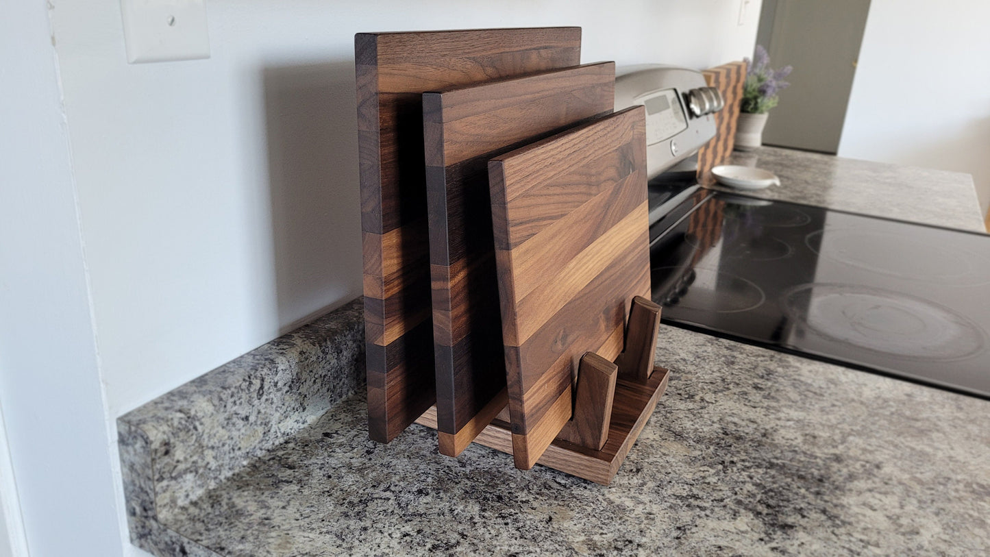 Walnut Cutting Board Set with Stand
