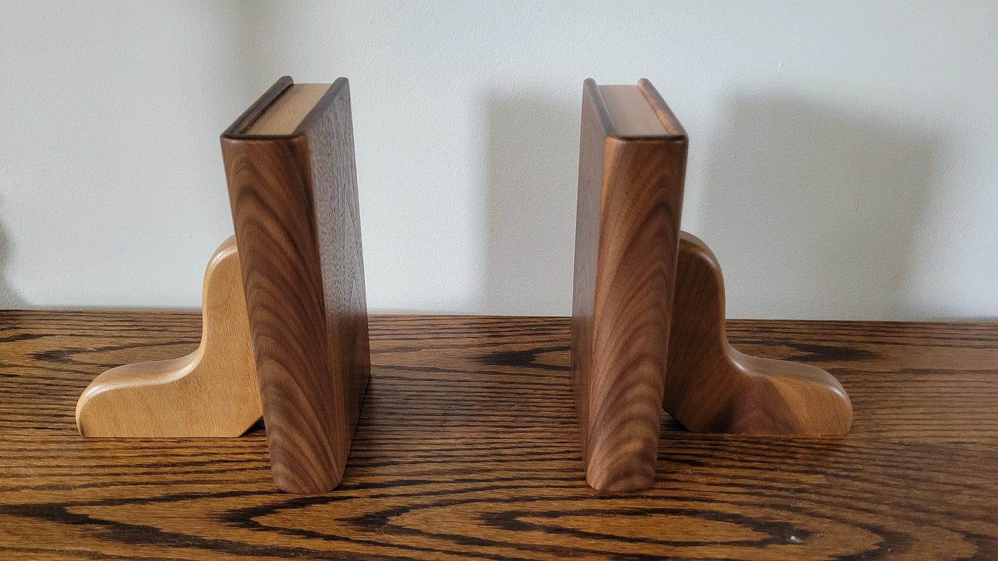 Hardwood Bookends - Walnut and Maple - Hand Made