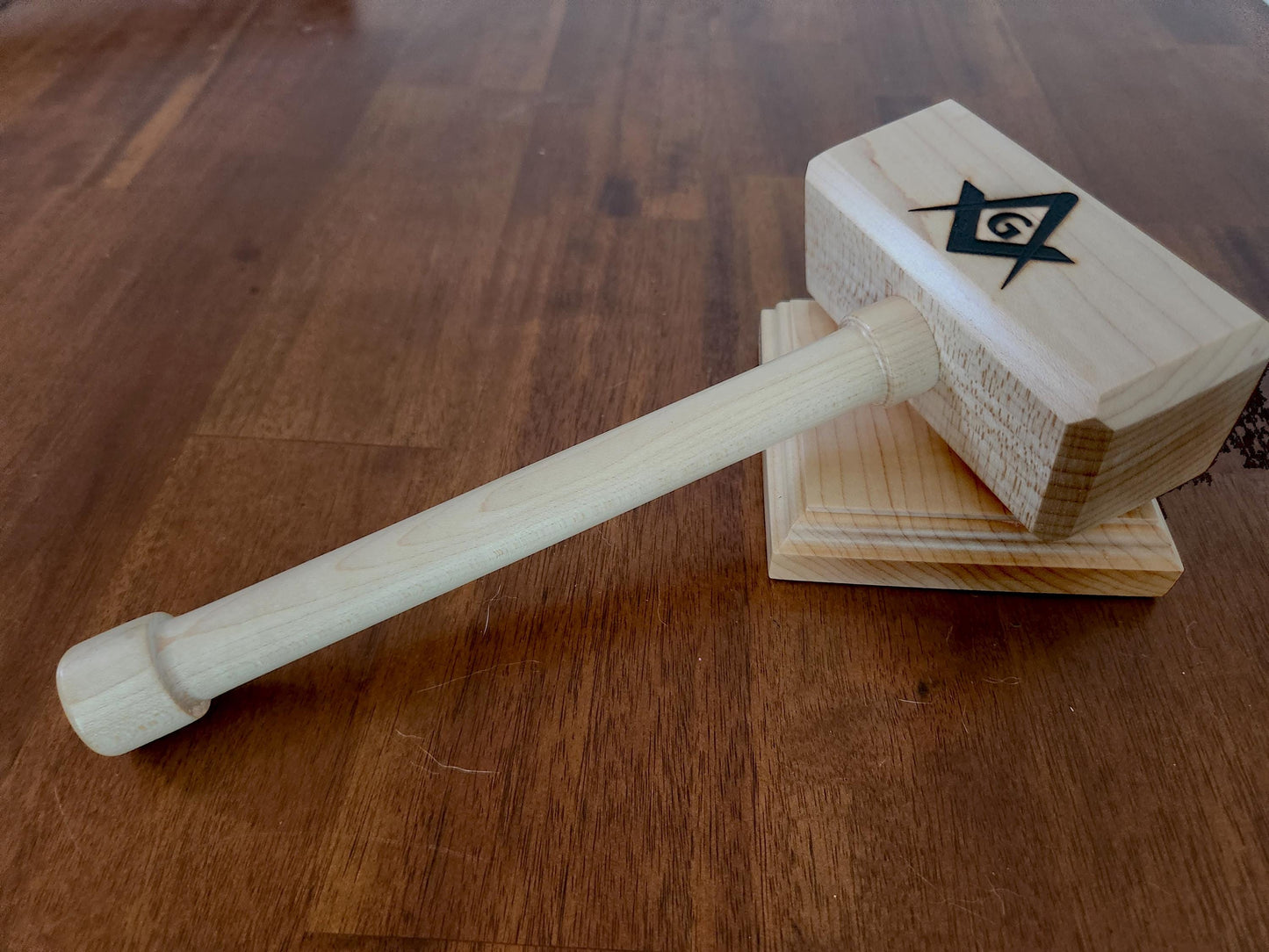 Masonic Gavel with Sounding Block - Solid Maple - Hand Made
