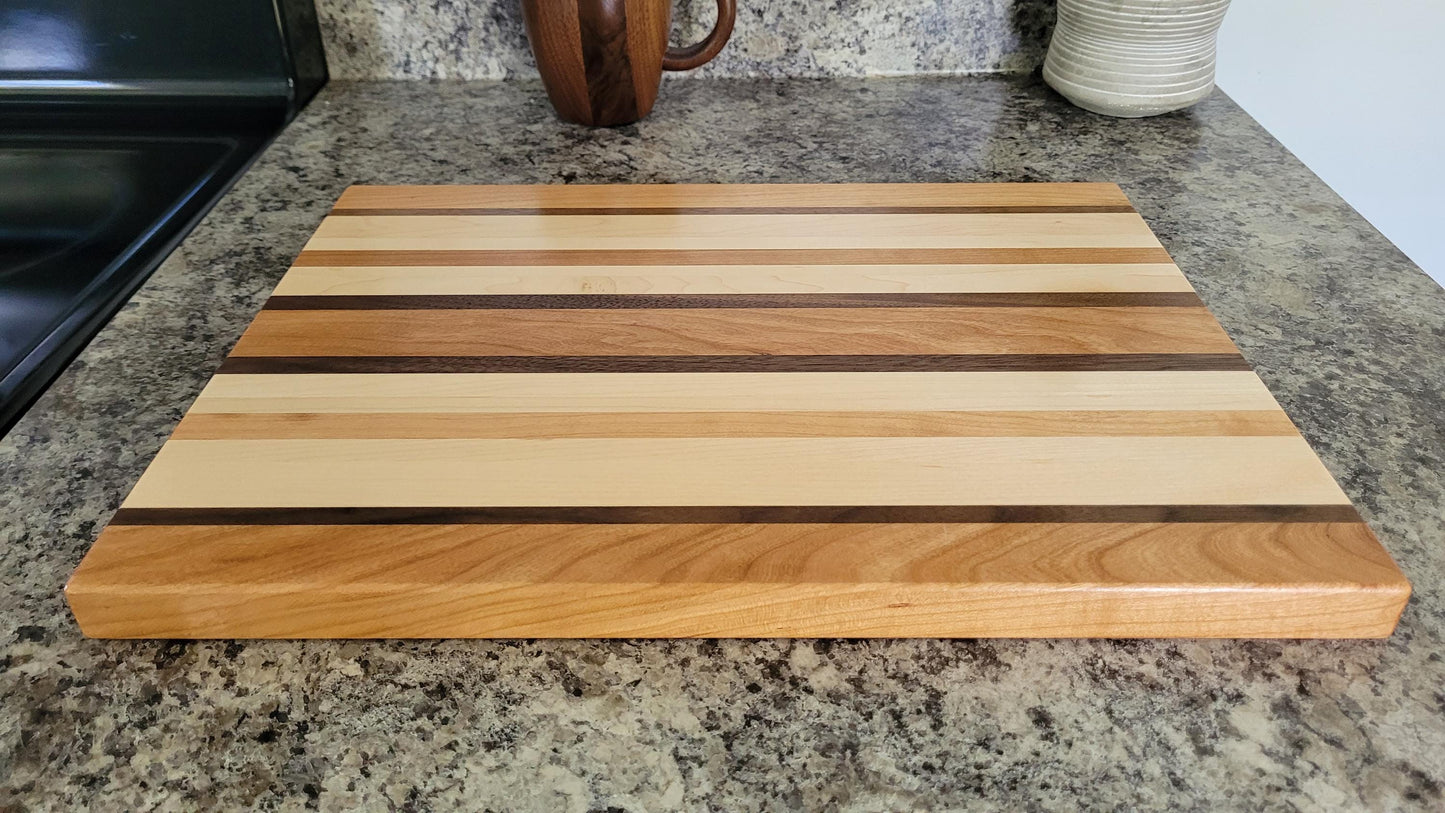 Hardwood Cutting Board - Cherry, Maple and Walnut - Hand Made