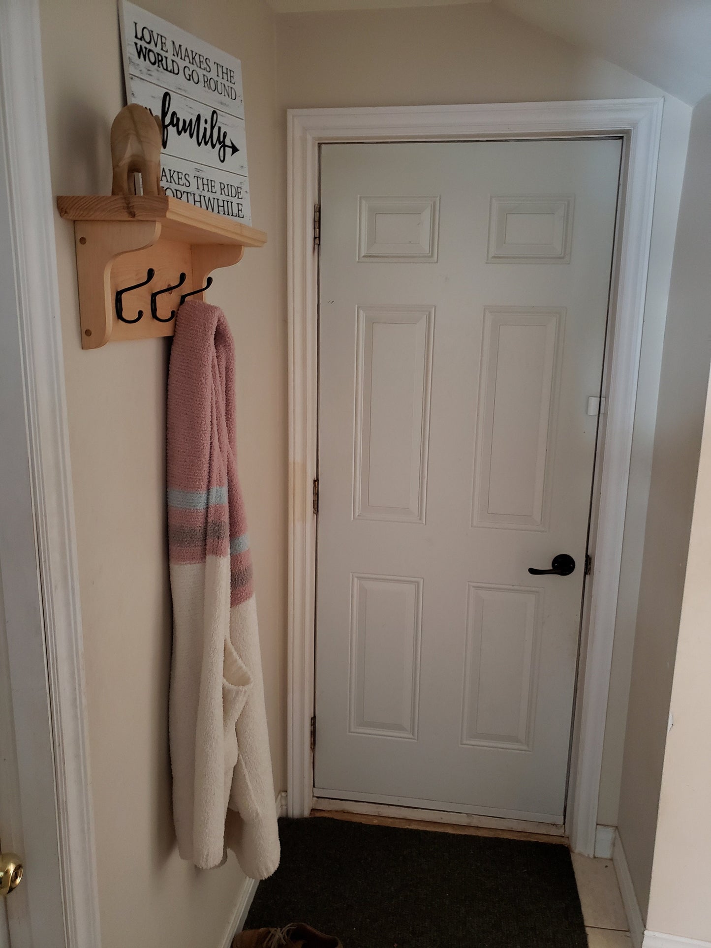 Wood Entryway Coat Rack - 3 Double Hook - Natural Pine - Hand Made