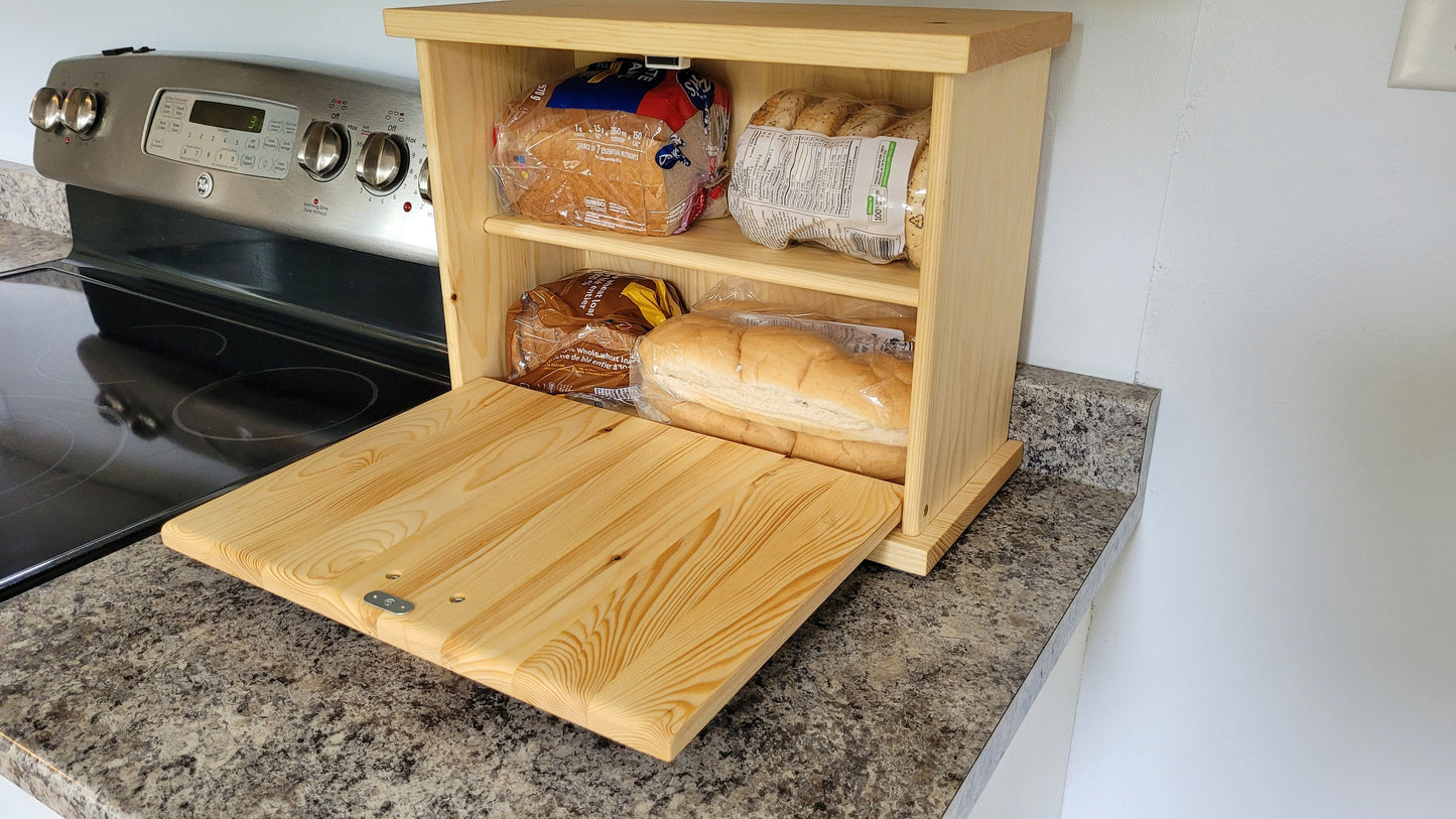 Wood Bread Box - Natural Pine - Hand Made