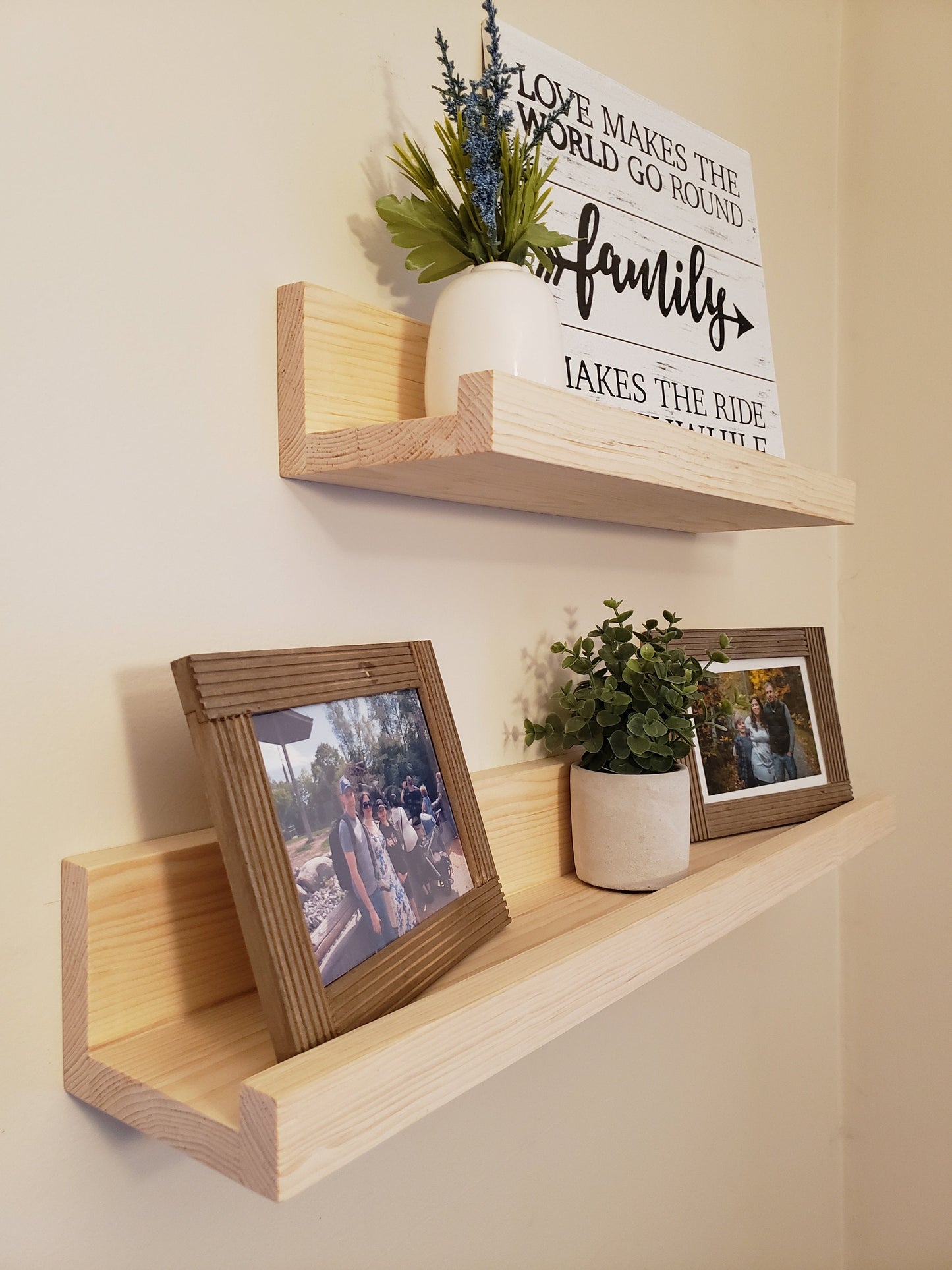 Rustic Floating Picture Shelves - Solid Wood