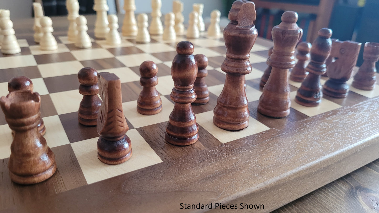 Wood Chess Set - Walnut and Maple - Coffee Table Size