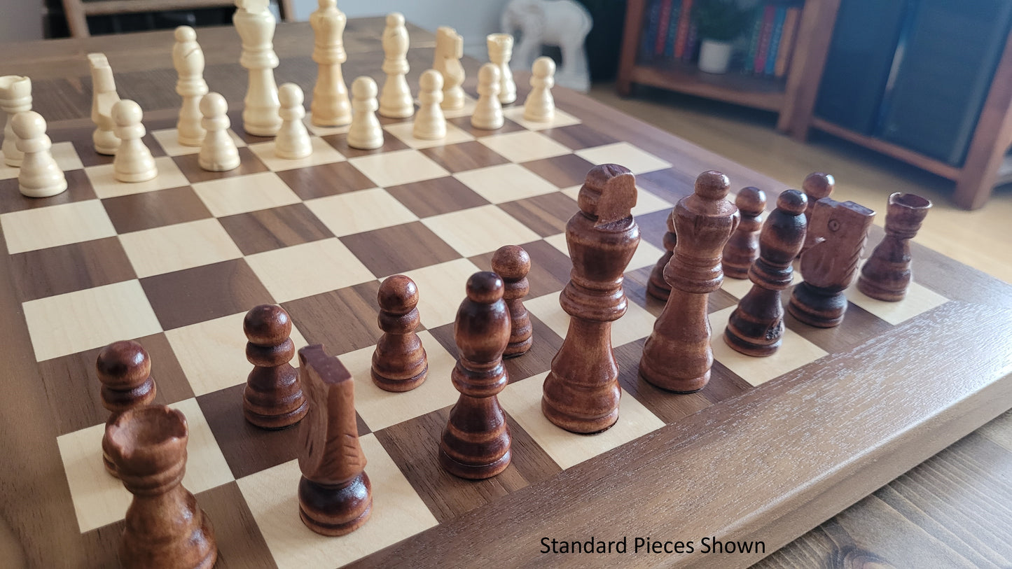 Wood Chess Set - Walnut and Maple - Coffee Table Size