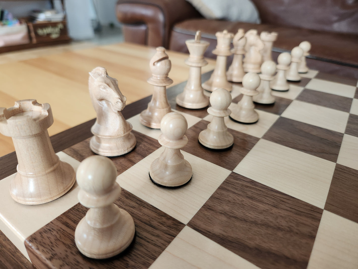 Premium Weighted Hardwood Chess Pieces - Solid Walnut and Maple