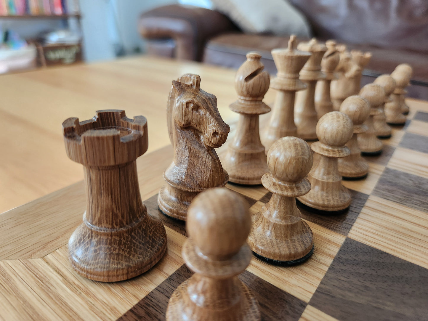 Premium Weighted Hardwood Chess Pieces - Solid Walnut and White Oak