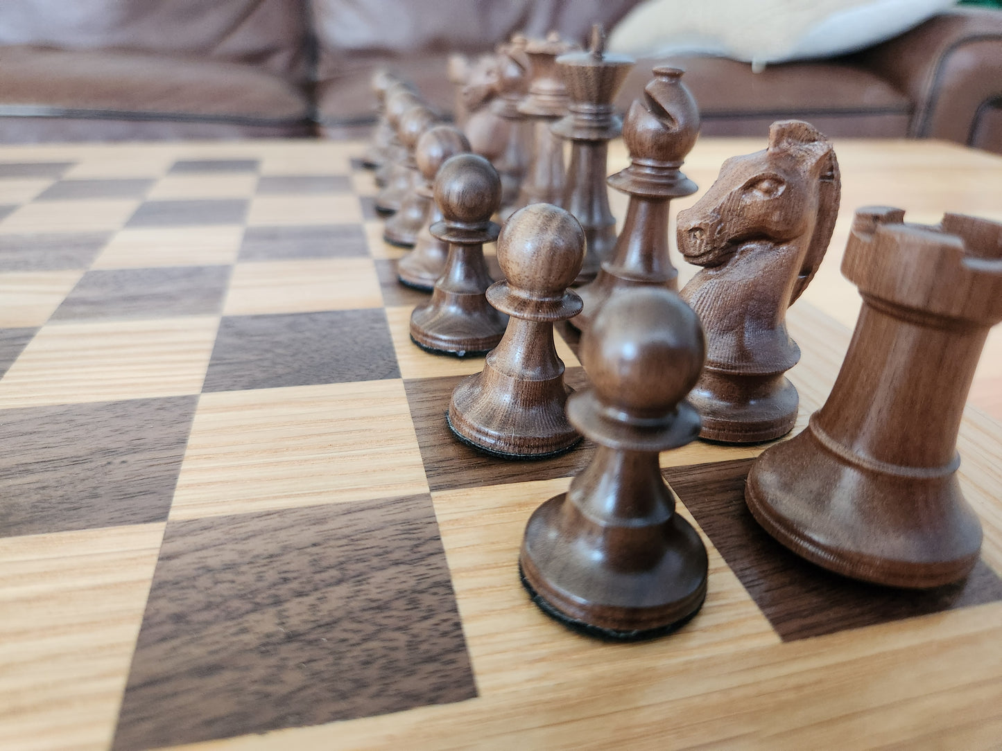 Premium Weighted Hardwood Chess Pieces - Solid Walnut and White Oak