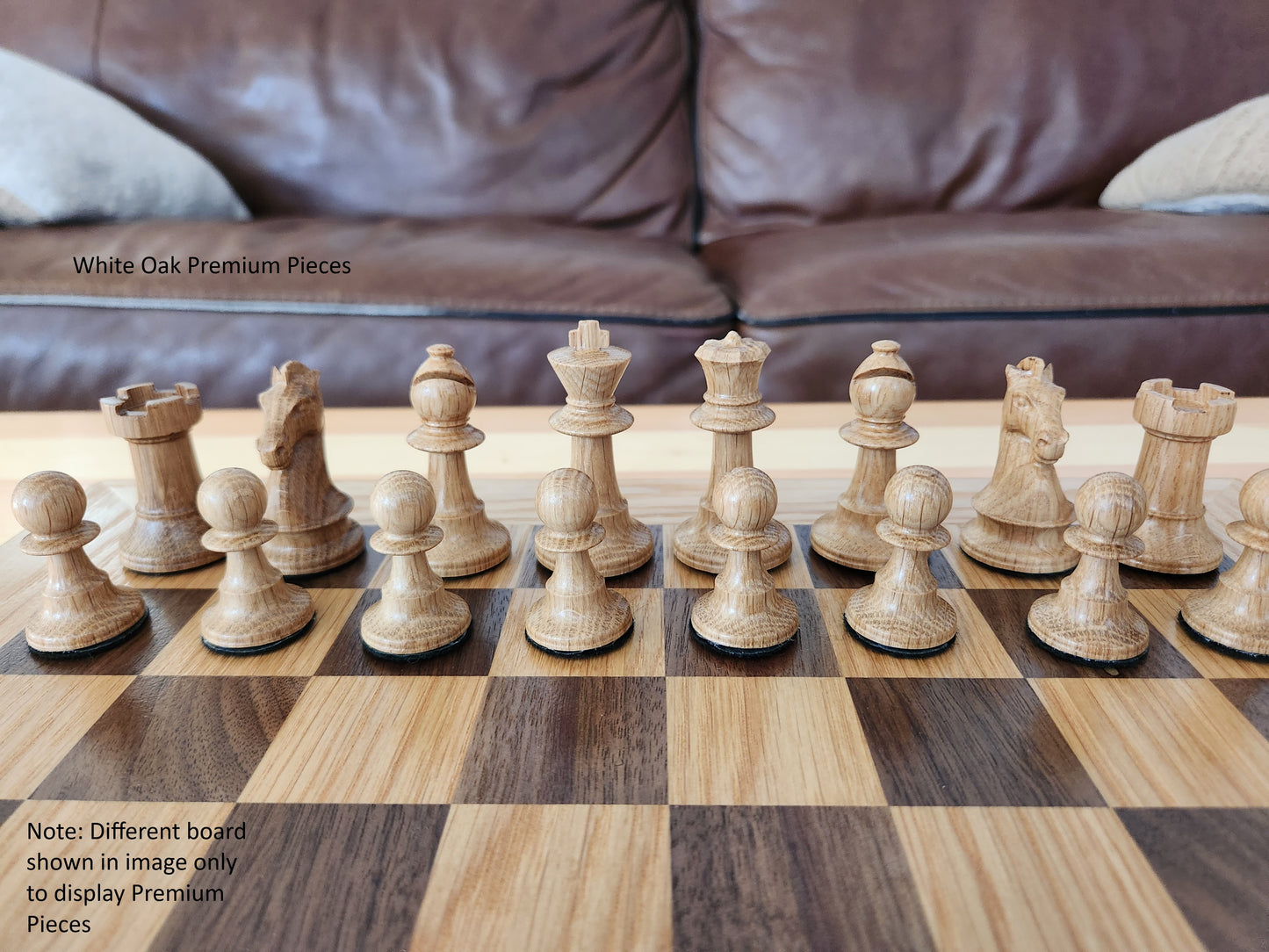 Wood Chess Set - Solid Walnut and White Oak - Coffee Table Size - Hand Made Board
