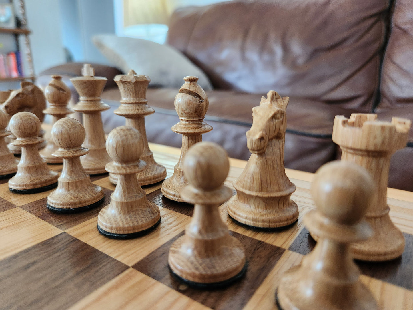 Premium Weighted Hardwood Chess Pieces - Solid Walnut and White Oak
