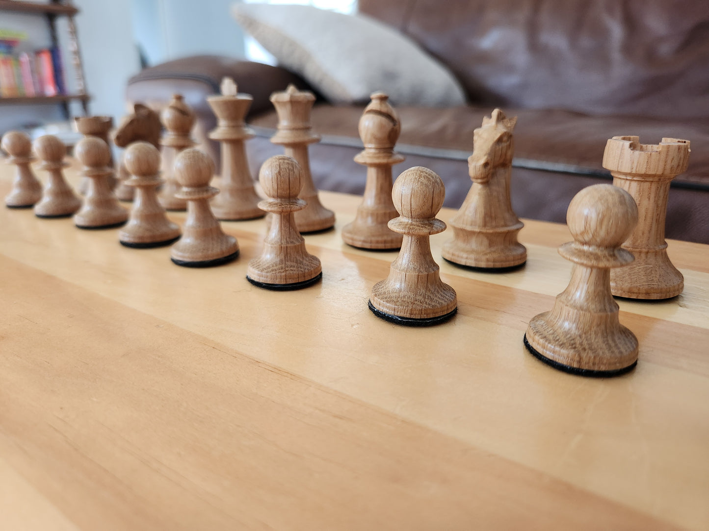 Premium Weighted Hardwood Chess Pieces - Solid Walnut and White Oak