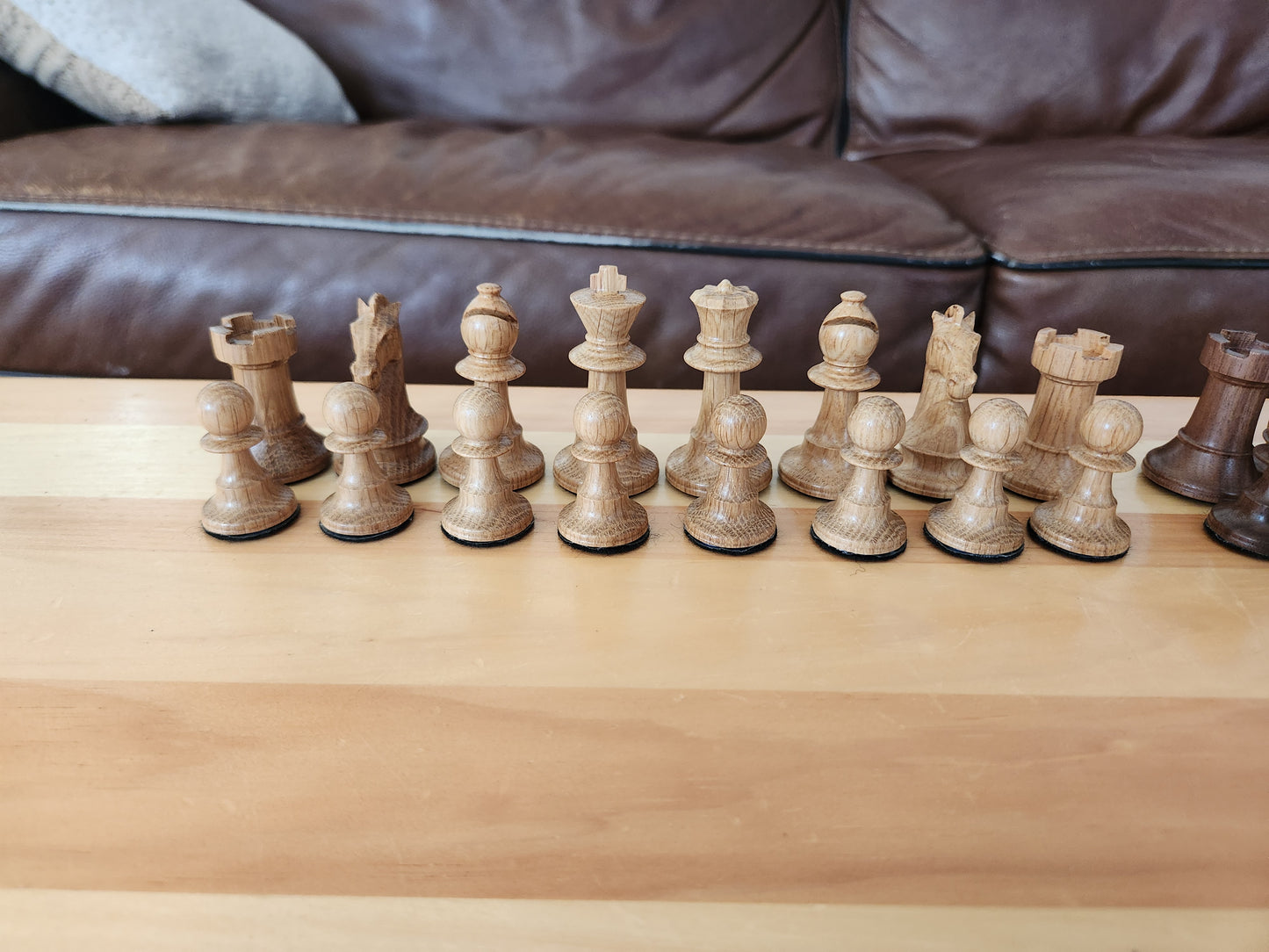 Premium Weighted Hardwood Chess Pieces - Solid Walnut and White Oak