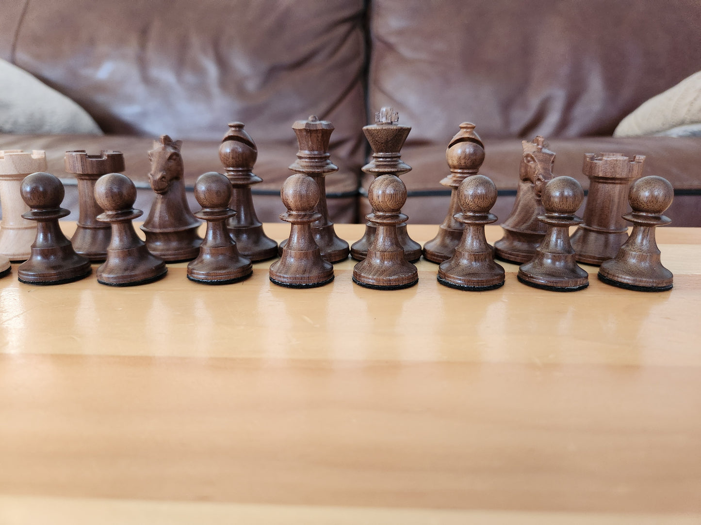 Premium Weighted Hardwood Chess Pieces - Solid Walnut and Maple