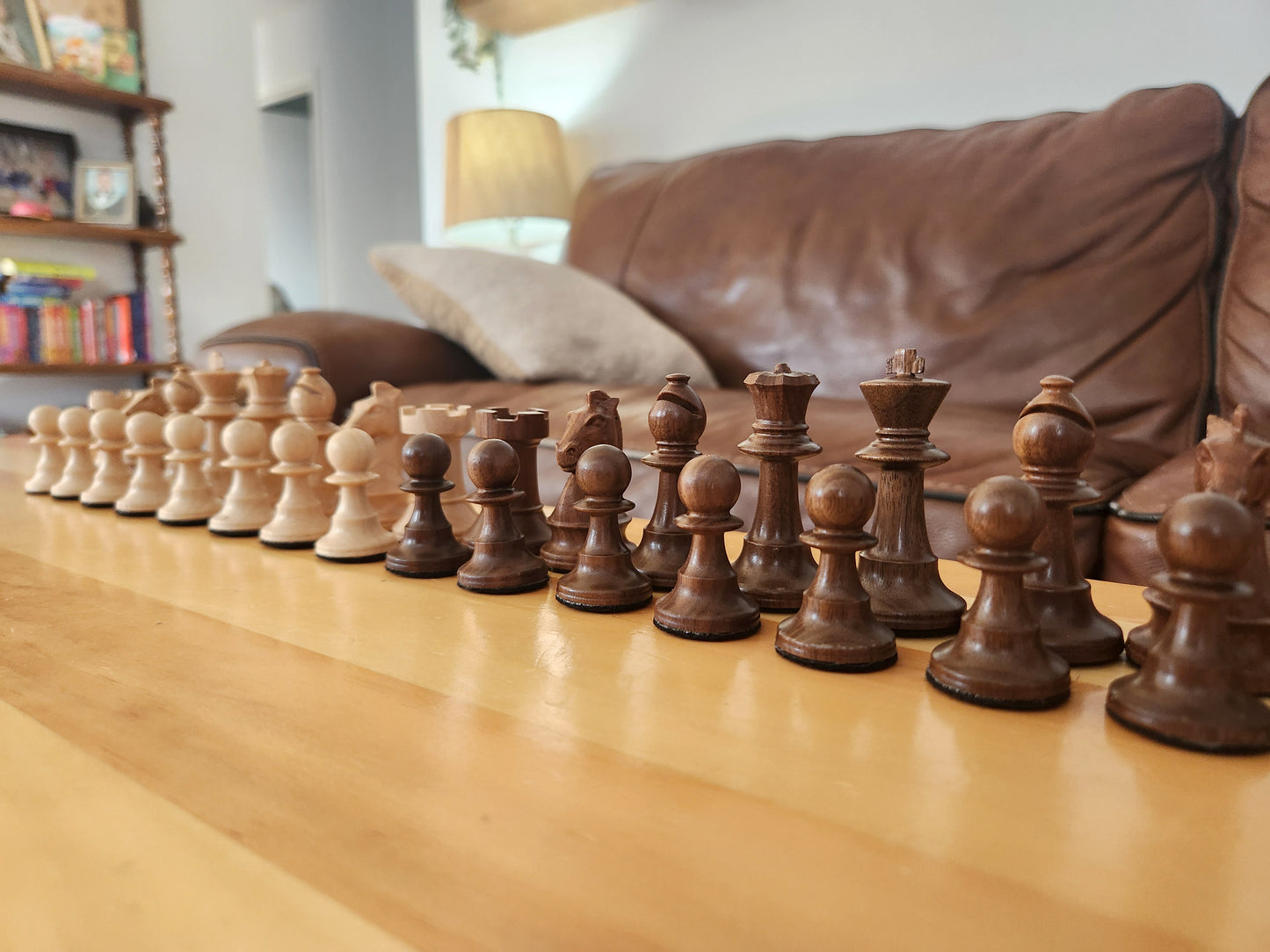 Premium Weighted Hardwood Chess Pieces - Solid Walnut and Maple