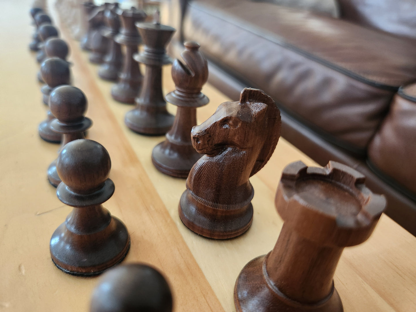 Premium Weighted Hardwood Chess Pieces - Solid Walnut and Maple
