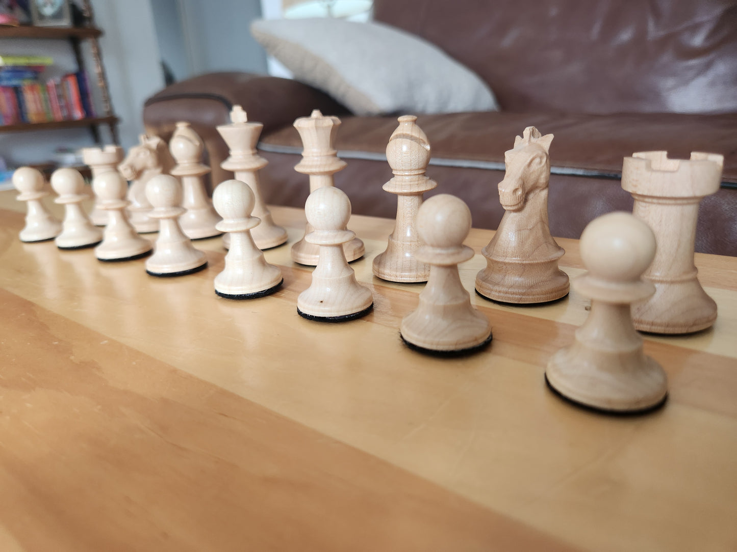 Premium Weighted Hardwood Chess Pieces - Solid Walnut and Maple
