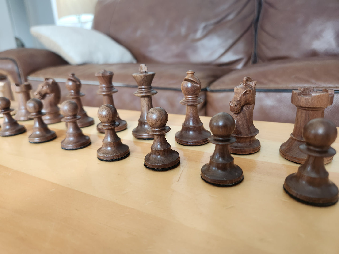 Premium Weighted Hardwood Chess Pieces - Solid Walnut and Maple