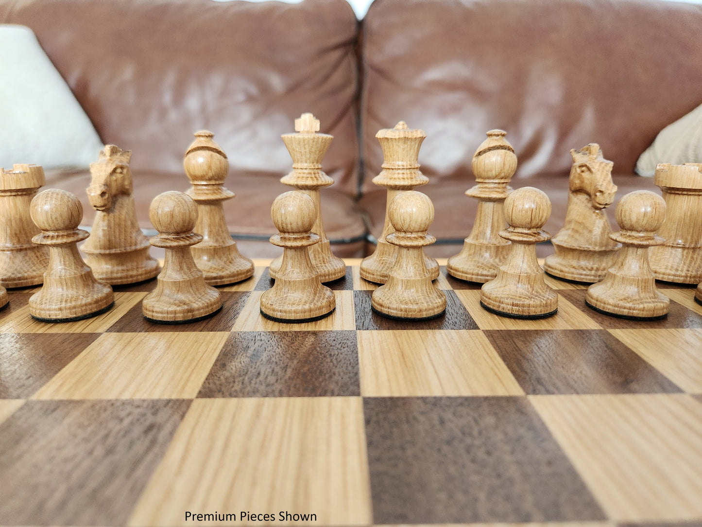 Wood Chess Set - Raised Board - Walnut and White Oak - Large