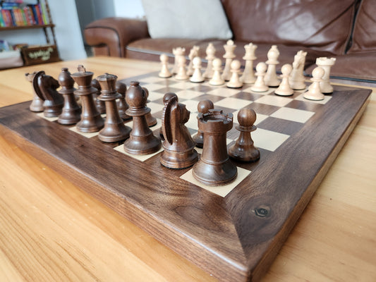 Wood Chess Set - Walnut and Maple - Coffee Table Size