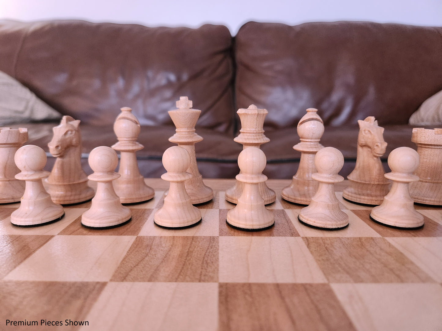 Wood Chess Set - Solid Cherry and Maple - Coffee Table Size - Hand Made Board