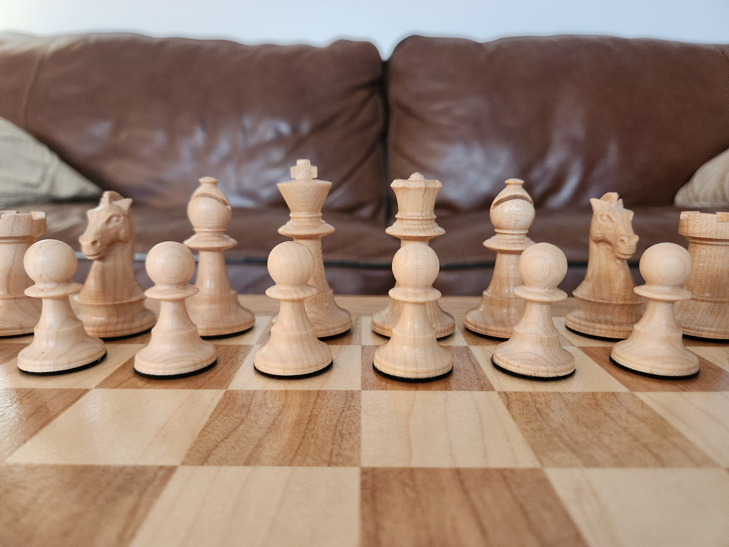 Premium Weighted Hardwood Chess Pieces - Solid Cherry and Maple