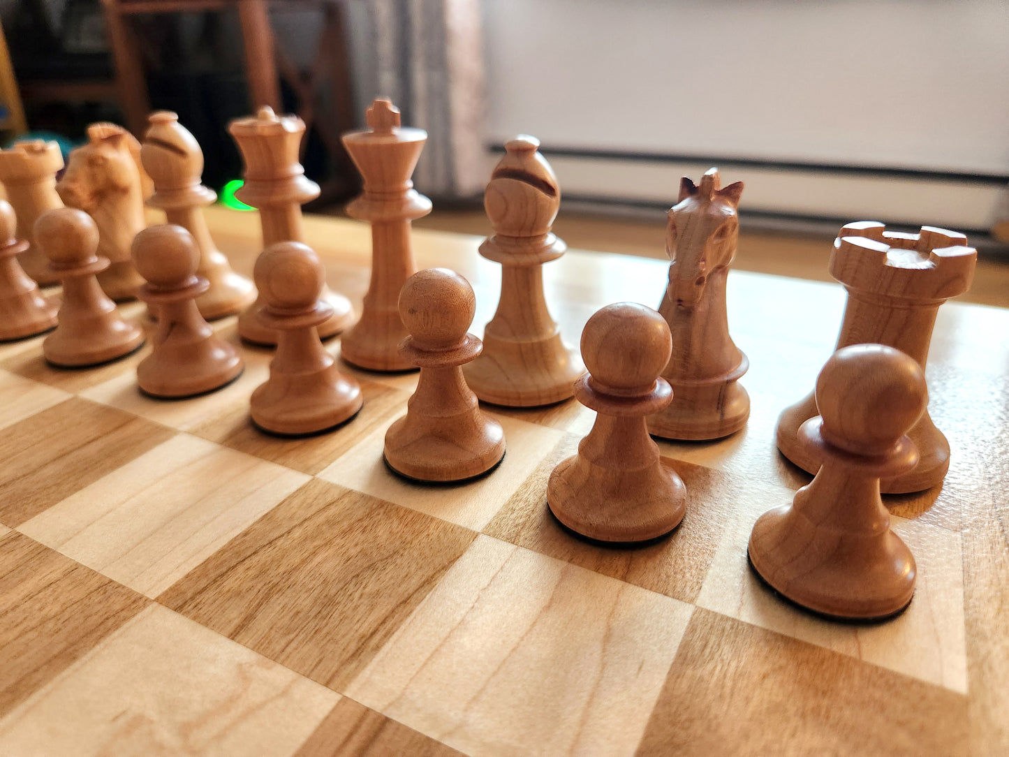 Premium Weighted Hardwood Chess Pieces - Solid Cherry and Maple