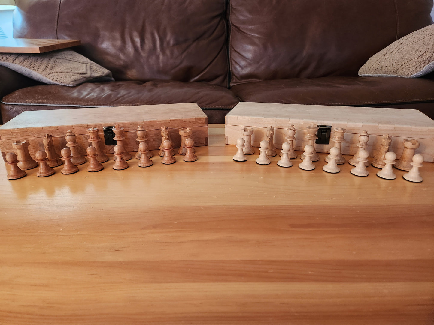 Premium Weighted Hardwood Chess Pieces - Solid Cherry and Maple