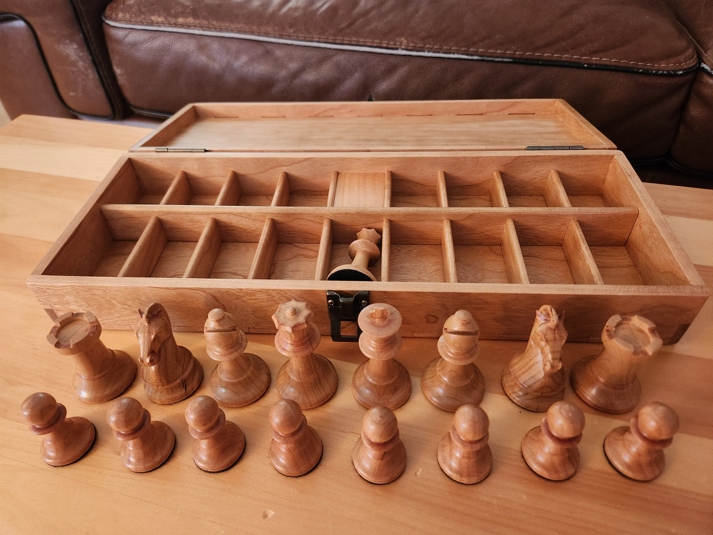 Premium Weighted Hardwood Chess Pieces - Solid Cherry and Maple