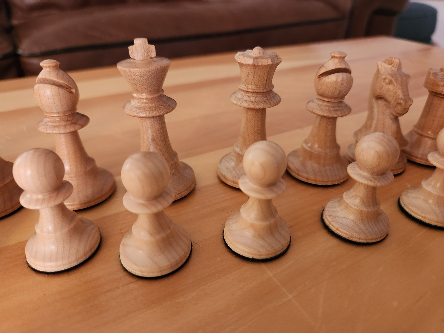 Premium Weighted Hardwood Chess Pieces - Solid Cherry and Maple
