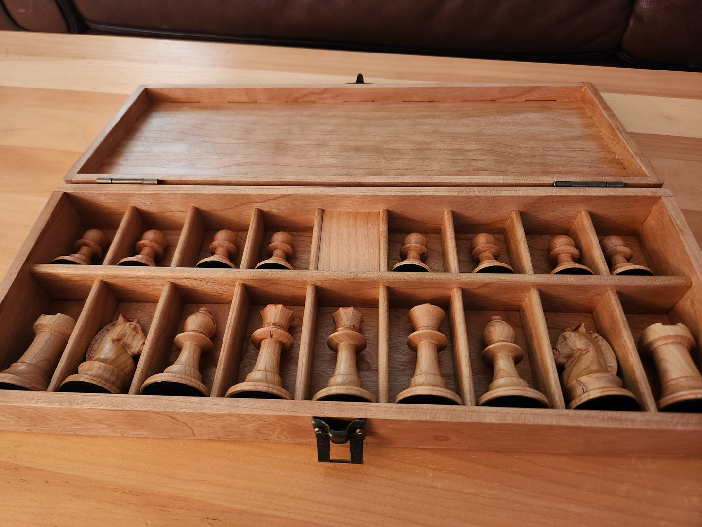 Premium Weighted Hardwood Chess Pieces - Solid Cherry and Maple