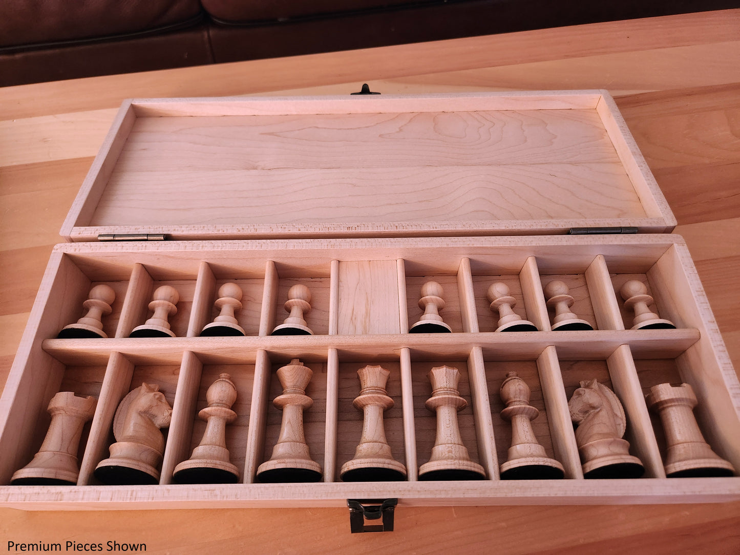 Wood Chess Set - Solid Cherry and Maple - Coffee Table Size - Hand Made Board