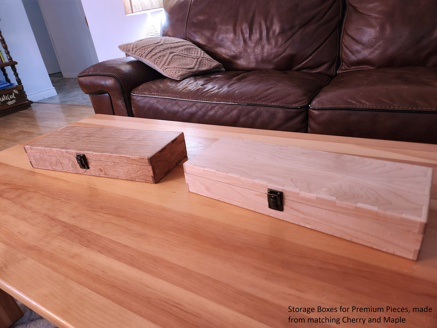 Wood Chess Set - Raised Board - Cherry and Maple - Coffee Table Size