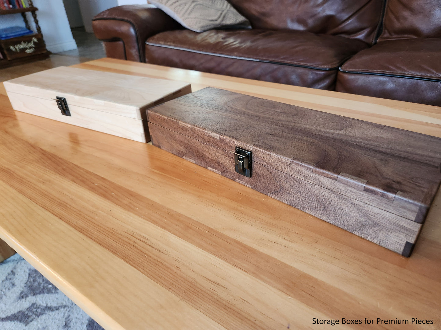 Wood Chess Set - Raised Board - Solid Walnut and Maple - Coffee Table Size - Hand Made