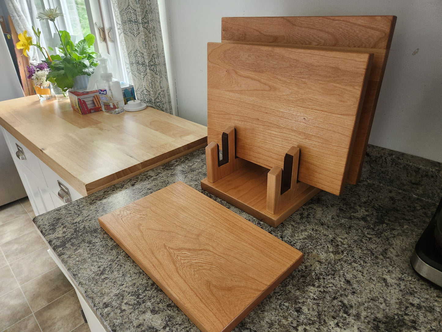 Cutting Board Set with Stand - Cherry Wood