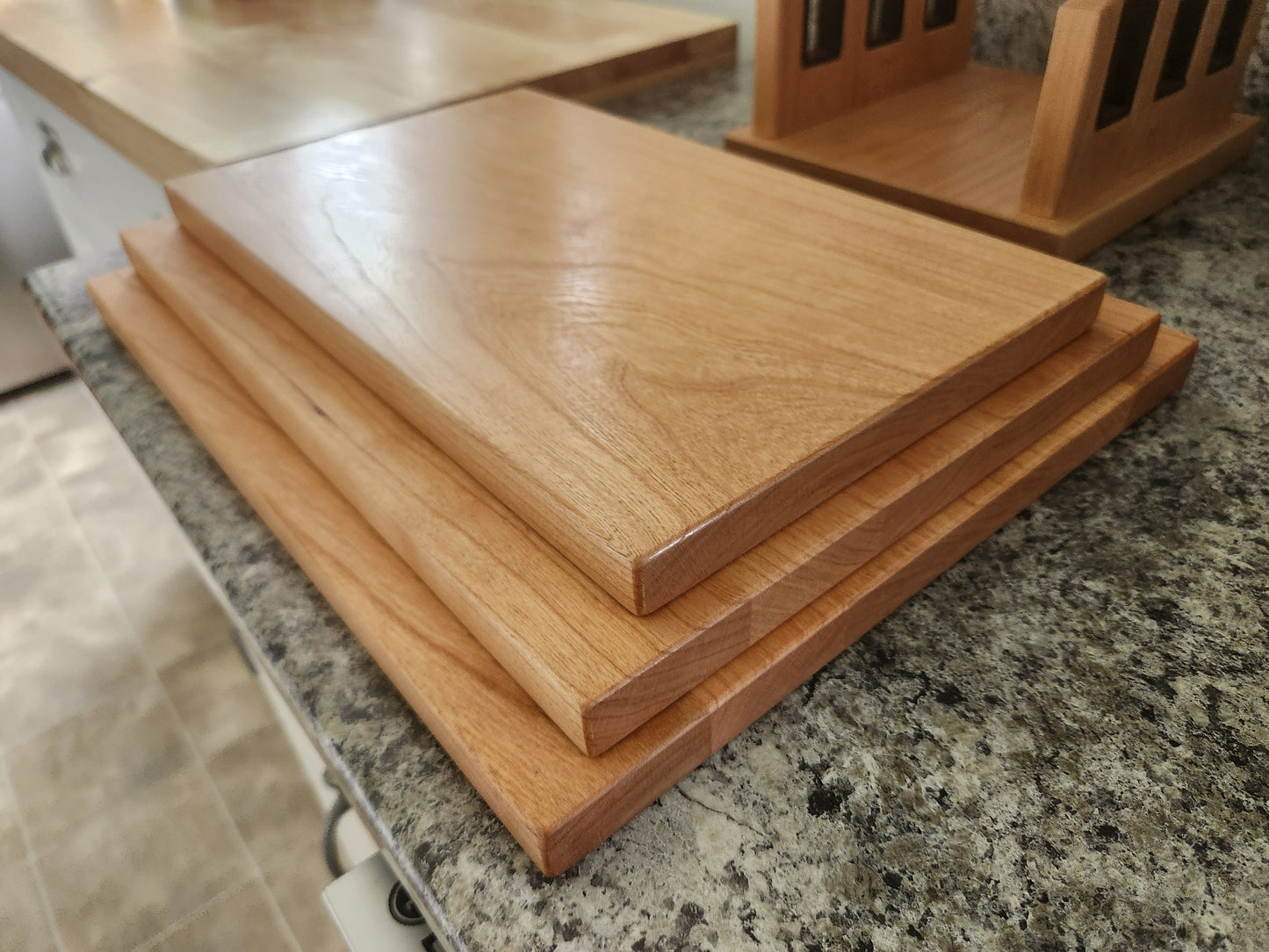 Cutting Board Set with Stand - Cherry Wood