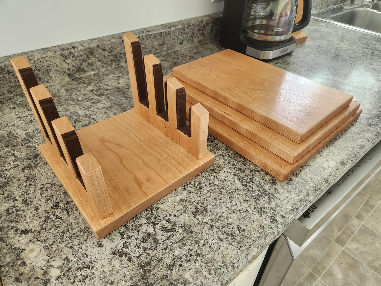 Cutting Board Set with Stand - Cherry Wood