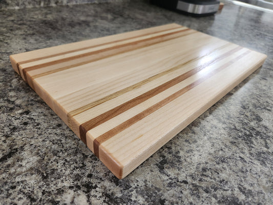 Hardwood Cutting Board - Maple with Cherry and Oak Strips