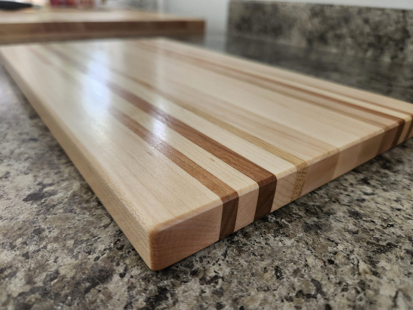 Hardwood Cutting Board - Maple with Cherry and Oak Strips