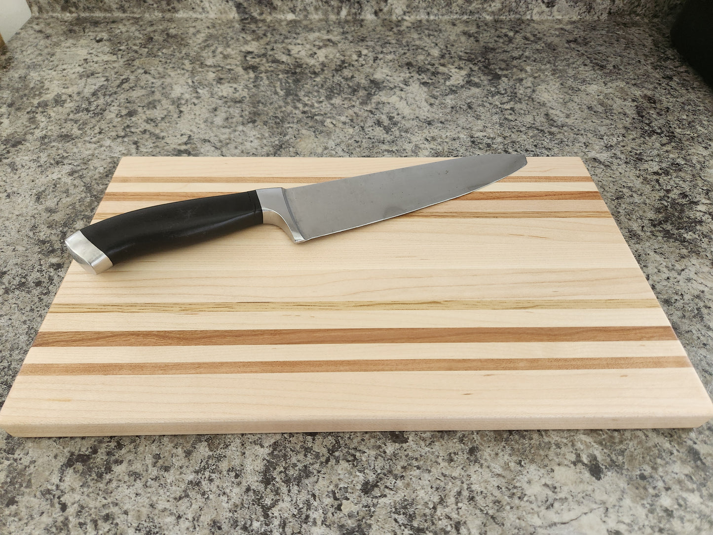 Hardwood Cutting Board - Maple with Cherry and Oak Strips