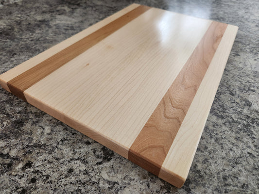 Hardwood Cutting Board - Maple with Cherry Stripes