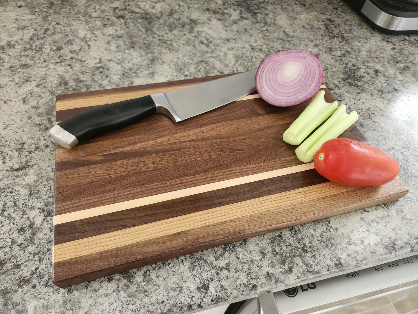 Hardwood Cutting Board - Walnut with Oak and Maple Strips