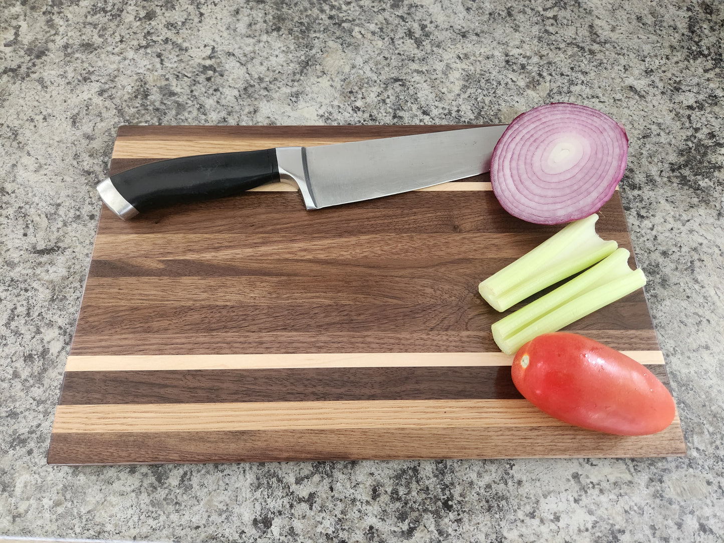 Hardwood Cutting Board - Walnut with Oak and Maple Strips
